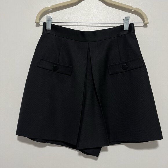 Sandro Black Wool Blend High-waisted Shorts with Buttons Size 38 (6) - Picture 5 of 13
